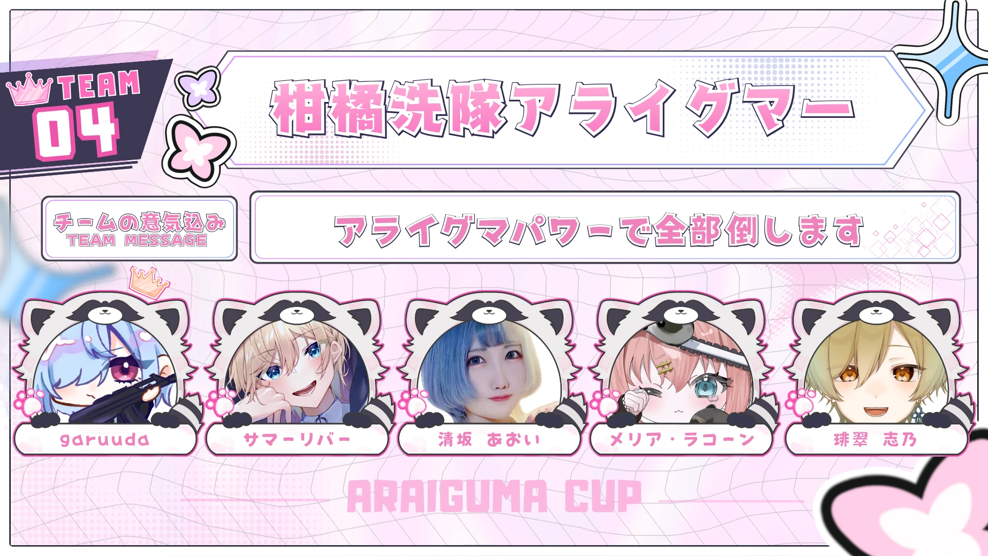 TEAM 04 柑橘洗隊アライグマーのチーム紹介
